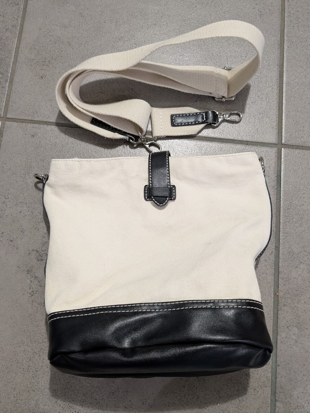 Lands' End Canvas and Faux Leather Crossbody Bag